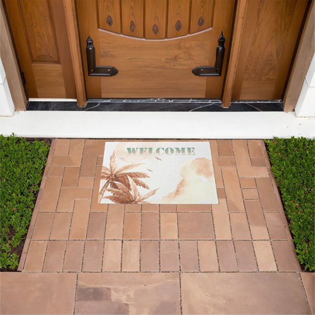 Rustic Tropical Palms Welcome  Doormat (Outdoor)