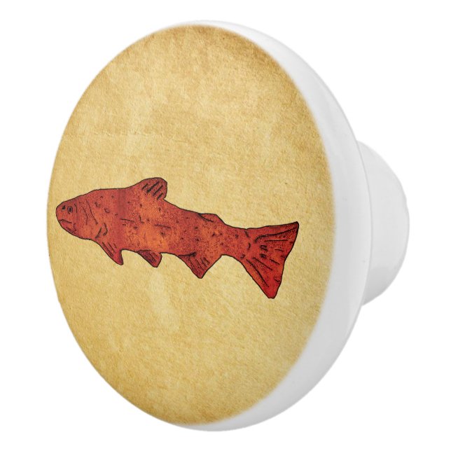 Rustic Trout Ceramic Knob (Right)