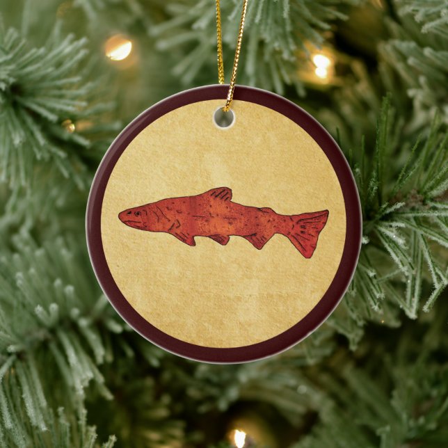 Rustic Trout Ceramic Ornament (Tree)