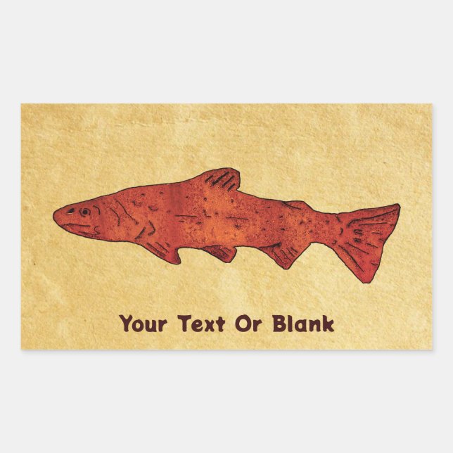 Rustic Trout Rectangular Sticker (Front)