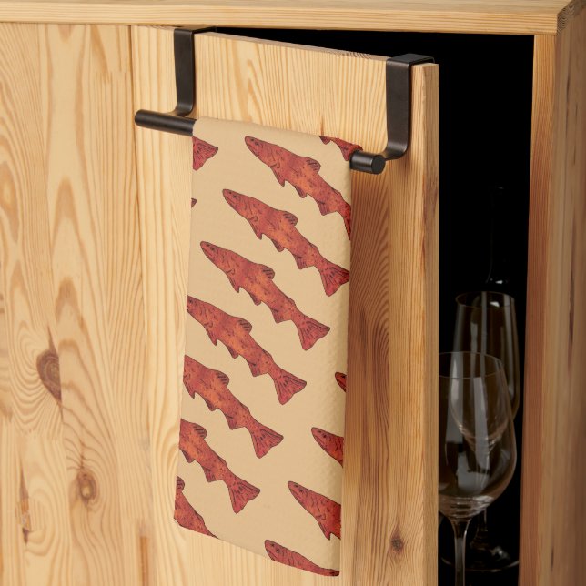 Rustic Trout Tea Towel (Thirds Fold)