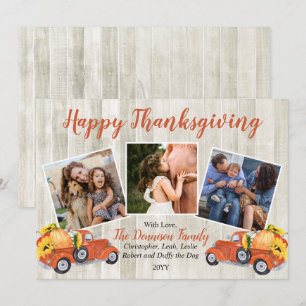 Rustic Truck  Sunflowers Photo Happy Thanksgiving  Holiday Card