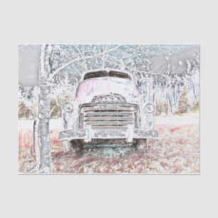 Rustic Truck Vintage White Grey Retro Distressed Tissue Paper