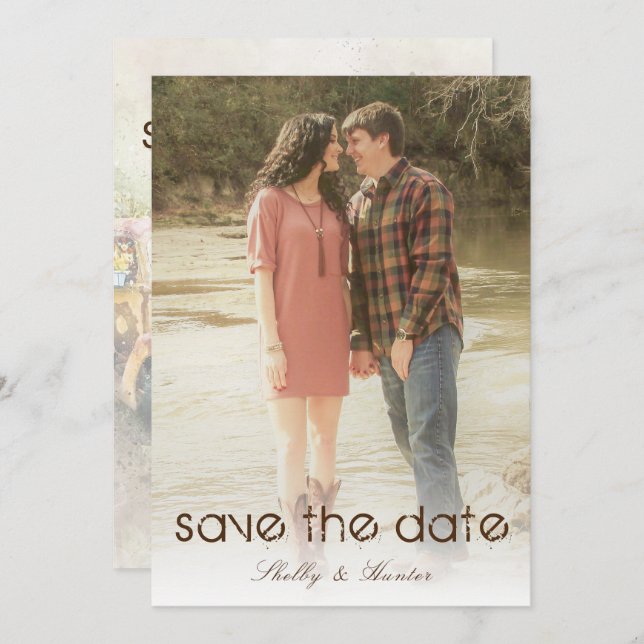 Rustic Truck Wedding Website Save The Date Photo Invitation (Front/Back)