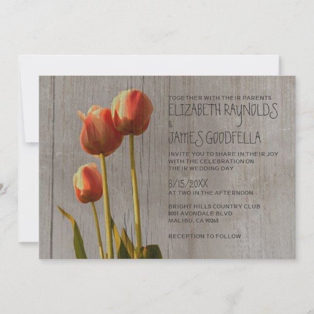 Rustic Tulip Wedding Invitations (Front)