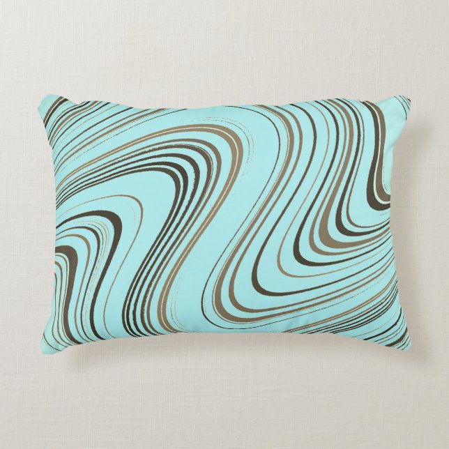 Rustic Turquoise and Gold Curvy Decorative Cushion (Front)