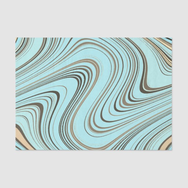 Rustic Turquoise and Gold Curvy  Tissue Paper (Front)