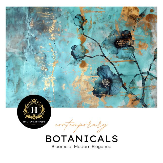 Rustic Turquoise and Gold Floral Tissue Paper (Creator Uploaded)