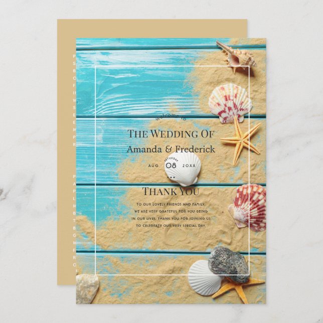 Rustic Turquoise Beach Wedding Program (Front/Back)