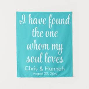 Rustic Turquoise Blue Wedding Sign for Ceremony  Tapestry