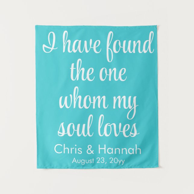 Rustic Turquoise Blue Wedding Sign for Ceremony  Tapestry (Front)