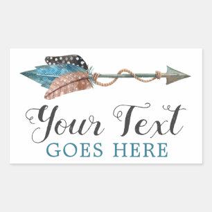 Rustic Turquoise Feathers Tribal Arrow Boho Chic Rectangular Sticker