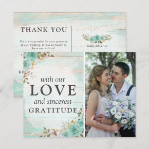 Rustic Turquoise Floral Wedding Thank You Photo Postcard