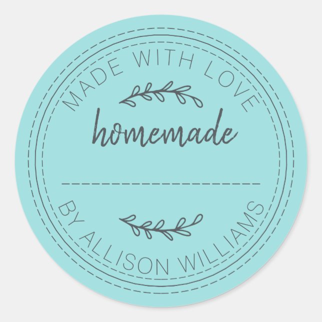 Rustic Turquoise Homemade Label (Front)