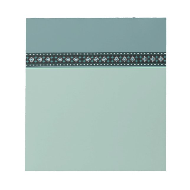 Rustic Turquoise Kilim Pattern Border Notepad (Front)