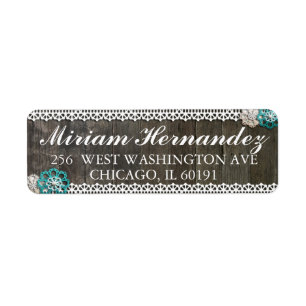 Rustic Turquoise Lace Address Mailing Labels
