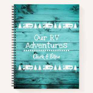 Rustic Turquoise Wood Camping Custom RV Journal