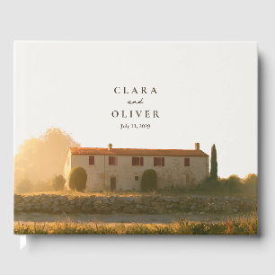 Rustic Tuscan Farmhouse Cypress Stone Wall Wedding Guest Book