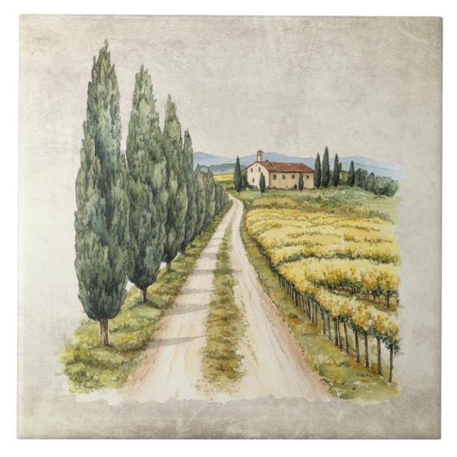 Rustic Tuscan Italian Scene  Ceramic Tile (Front)