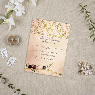 Rustic Tuscan Olive Branches Wedding RSVP Card