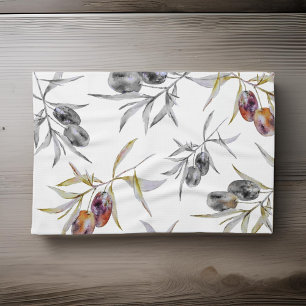 Rustic Tuscan Watercolor Olive Branch Tea Towel