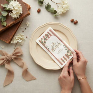 Rustic Twig Oh Baby Floral Baby Shower Napkin