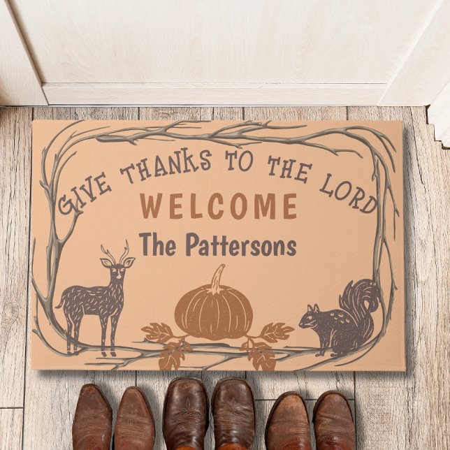 Rustic Twigs Psalm 136:3 Give Thanks to the Lord  Doormat (Creator Uploaded)