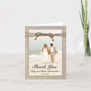 Rustic Twine Bow and Burlap Thank You Card