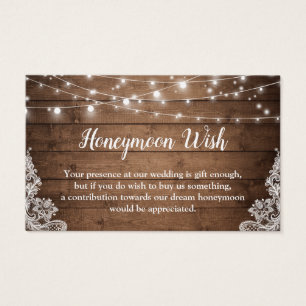 Rustic Twinkle Lights Wedding Honeymoon Fund Card
