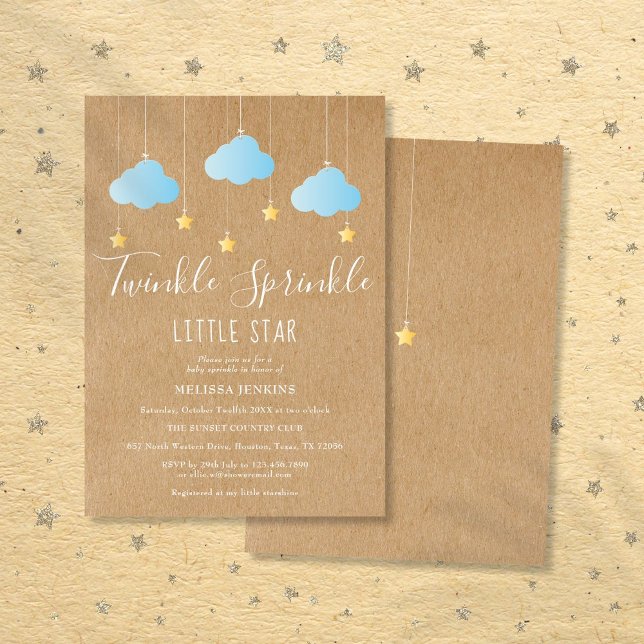 Rustic Twinkle Sprinkle Baby Boy Sprinkle / Shower Invitation (Rustic Twinkle Sprinkle Baby Boy Sprinkle / Shower Invitation)