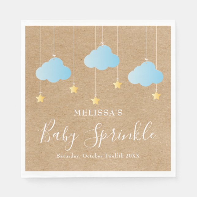Rustic Twinkle Sprinkle Baby Boy Sprinkle / Shower Napkin (Front)