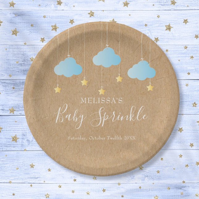Rustic Twinkle Sprinkle Baby Boy Sprinkle Shower Paper Plate (Rustic Twinkle Sprinkle Baby Boy Sprinkle Shower Paper Plates)