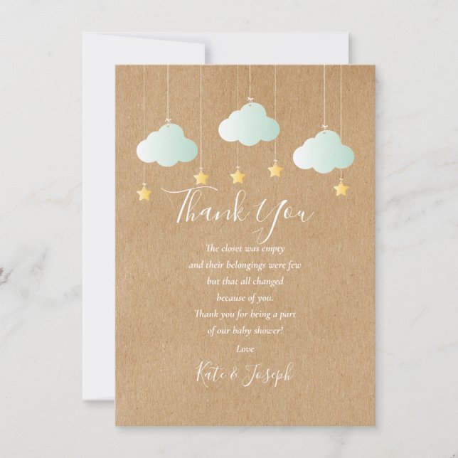 Rustic Twinkle Twinkle Baby Shower Thank You Poem (Front)
