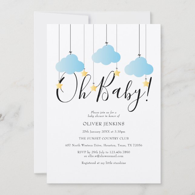 Rustic Twinkle Twinkle Oh Baby Baby Shower Invitation (Front)