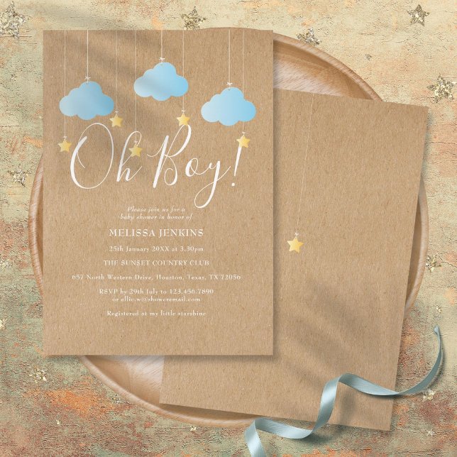 Rustic Twinkle Twinkle Oh Boy Baby Shower Invitation (Rustic Twinkle Twinkle Oh Boy Baby Shower Invitation)