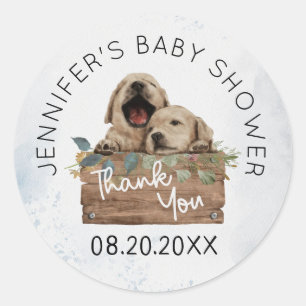 Rustic Twins Baby Shower Thank You Classic Round Sticker