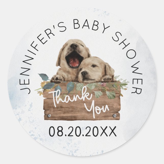 Rustic Twins Baby Shower Thank You Classic Round Sticker (Front)