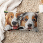 Rustic two cute dogs family monogrammed lumbar cushion<br><div class="desc">Rustic two cute dogs family monogrammed Lumbar Pillow.
You can add your own monogram to personalise.</div>
