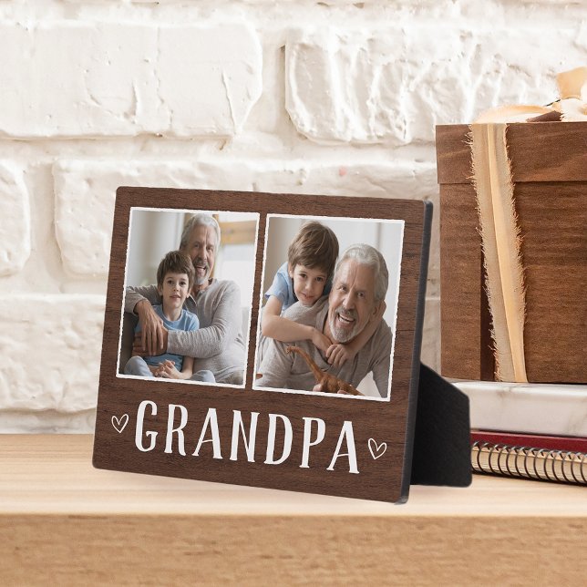 Rustic Two Photo Grandpa Plaque (Creator Uploaded)