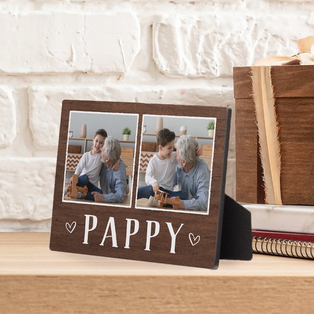Rustic Two Photo Pappy Grandpa Plaque (Creator Uploaded)