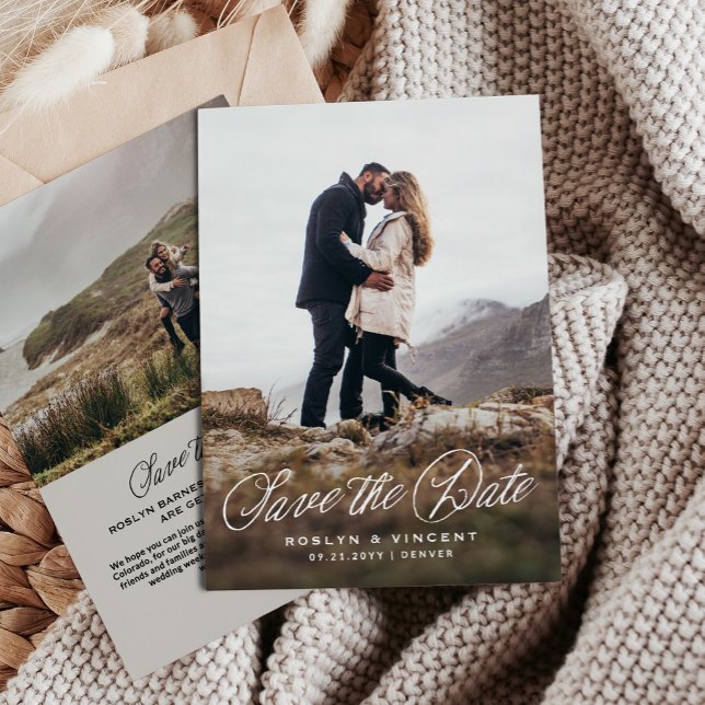 Rustic two photo simple stylish wedding save the date (Creator Uploaded)