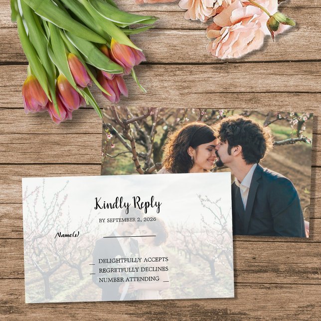 Rustic two photos Wedding budget RSVP Enclosure Card (Rustic two photos Wedding budget RSVP Enclosure Card. For your rustic country wedding.)