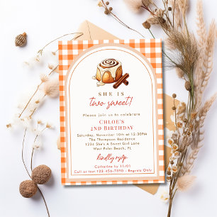 Rustic Two Sweet Cinnamon Roll 2nd Birthday Party Invitation
