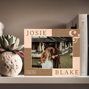 Rustic Two-Tone Personalized Couple Photo  Etched Frames