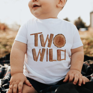 Rustic Two Wild 2nd Birthday Watercolor Wood Baby T-Shirt