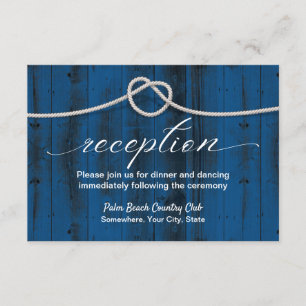 Rustic Tying the Knot Navy Beach Wedding Reception Invitation