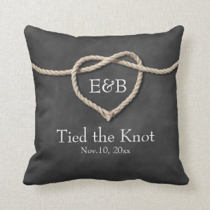 Rustic Tying the Knot Wedding Pillow