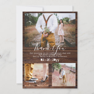 Rustic Typewriter Font Thank You PHOTO Collage Card
