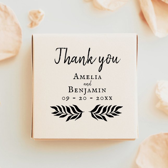 Rustic Typography Custom Wedding Thank you Rubber Stamp (Creator Uploaded)