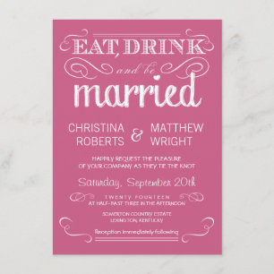 Rustic Typography Dusty Rose Wedding Invitations